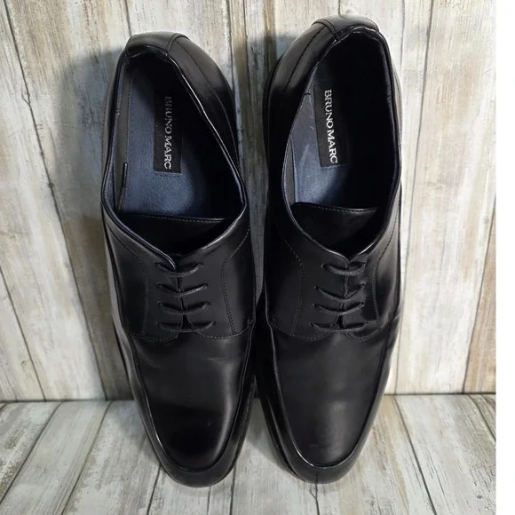 BRUNO MARC Mens Black Leather Square Toe Lace Up Dress Shoes Size 15